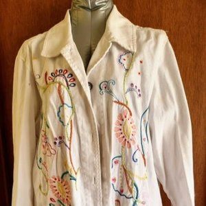 White Stag, White Embroidered Denim Jacket